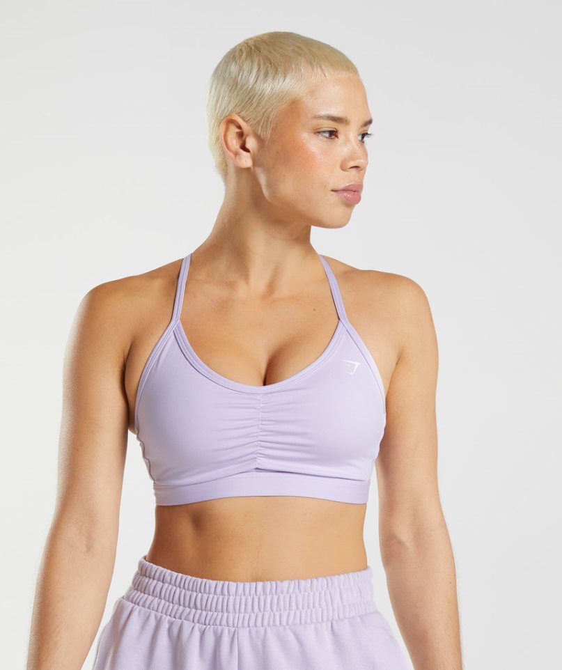 Women\'s Gymshark Ruched Sports Bra Light Purple | CA 68AN50